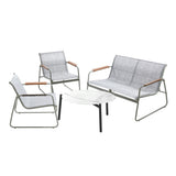 Livsip Outdoor Lounge Set 4 Seater Patio Chairs 70cm White Table