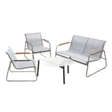 Livsip Outdoor Lounge Set 4 Seater Patio Chairs 70cm White Table - Side View