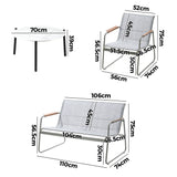 Livsip Outdoor Lounge Set 4 Seater Patio Chairs 70cm White Table - Low Angle