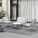 Livsip Outdoor Lounge Set 4 Seater Patio Chairs 70cm White Table - Rear View