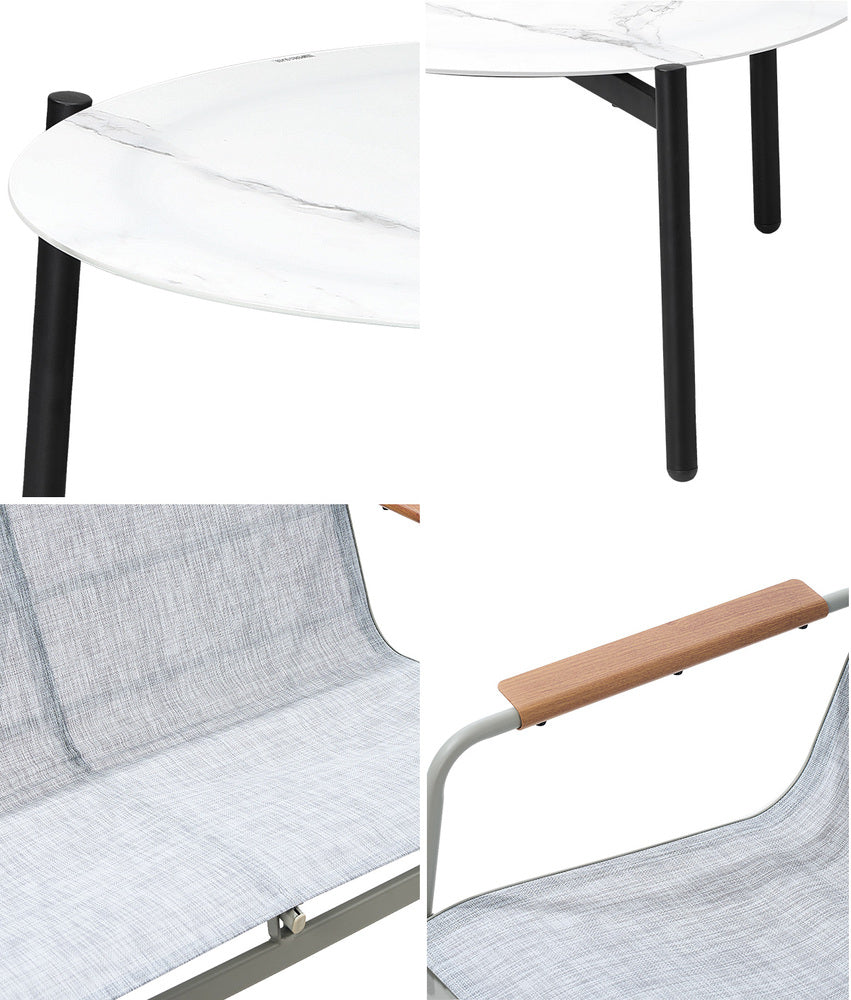 Livsip Outdoor Lounge Set 4 Seater Patio Chairs 70cm White Table