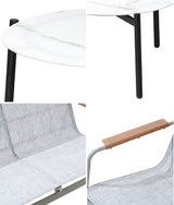 Livsip Outdoor Lounge Set 4 Seater Patio Chairs 70cm White Table - Close-Up Angle
