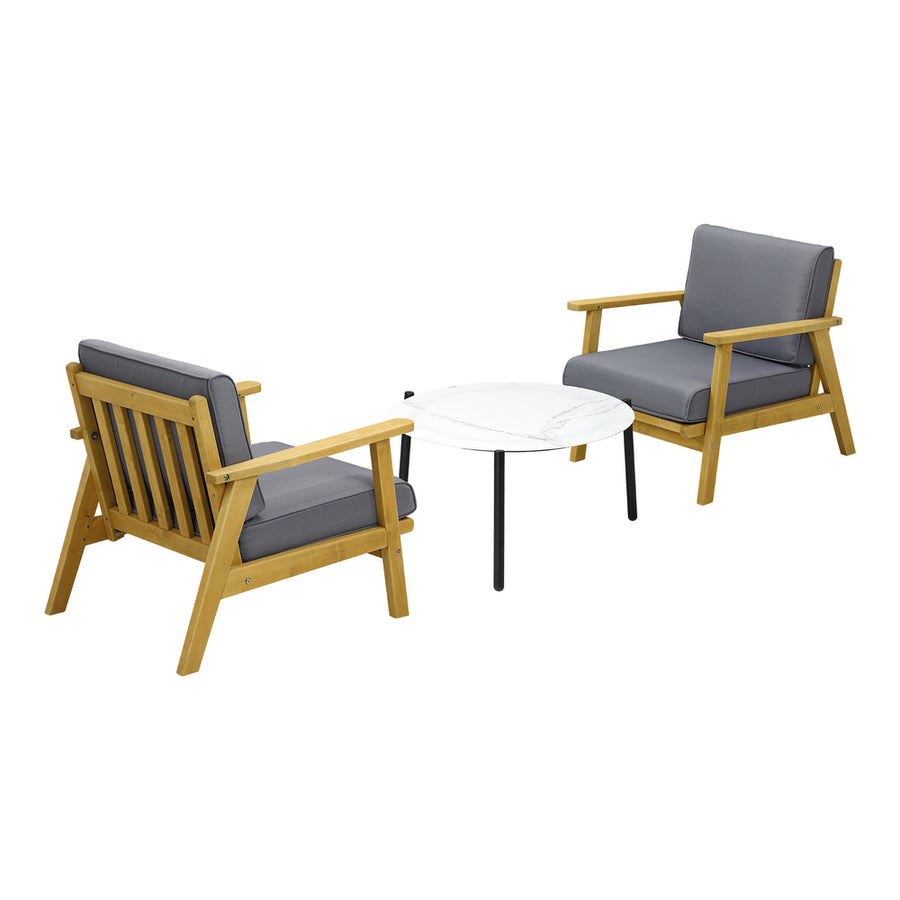 Livsip 2 Seater Outdoor Lounge Set 70cm White Coffee Side Table