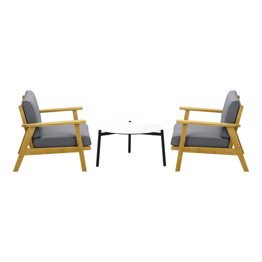Livsip 2 Seater Outdoor Lounge Set 70cm White Coffee Side Table