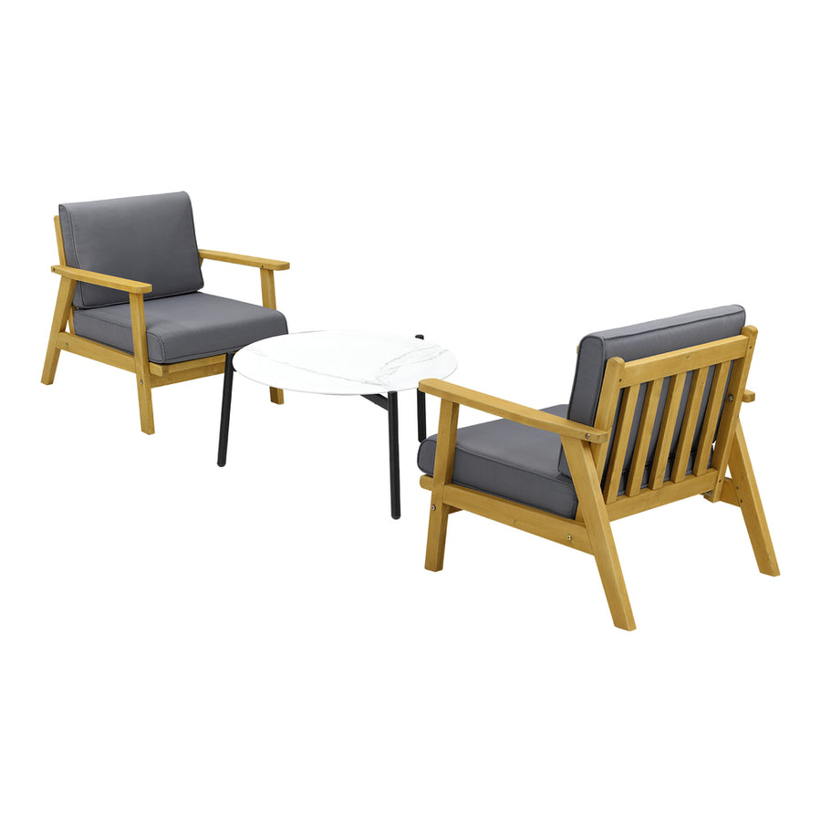 Livsip 2 Seater Outdoor Lounge Set 70cm White Coffee Side Table