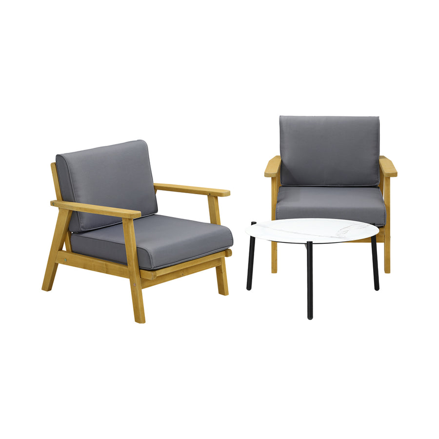Livsip 2 Seater Outdoor Lounge Set 70cm White Coffee Side Table
