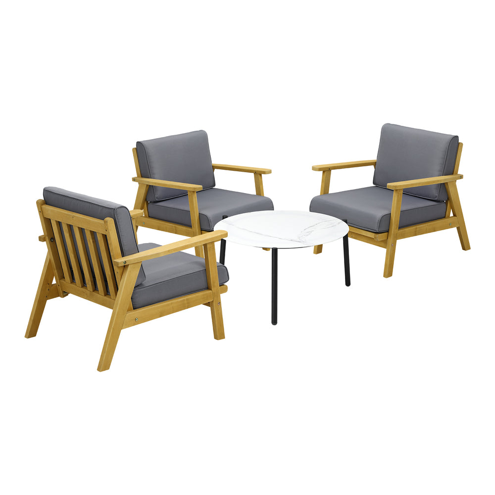 Livsip 4PCS Outdoor Lounge Set White Coffee Side Table with Chairs