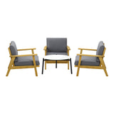 Livsip 4PCS Outdoor Lounge Set White Coffee Side Table with Chairs