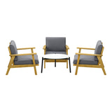 Livsip 4PCS Outdoor Lounge Set White Coffee Side Table with Chairs - Front View