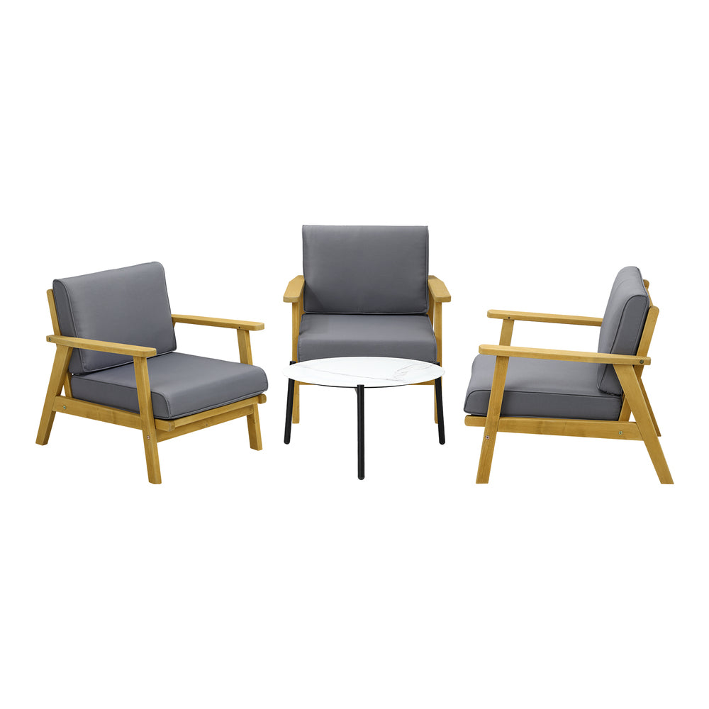 Livsip 4PCS Outdoor Lounge Set White Coffee Side Table with Chairs