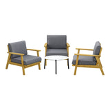 Livsip 4PCS Outdoor Lounge Set White Coffee Side Table with Chairs - Side View