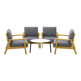 Livsip 4 Seater Outdoor Lounge Set 70cm White Coffee Side Table