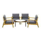 Livsip 4 Seater Outdoor Lounge Set 70cm White Coffee Side Table - Top-Down View