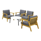 Livsip 4 Seater Outdoor Lounge Set 70cm White Coffee Side Table - Front View