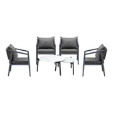 Livsip 6PCS Outdoor Patio Set White 70cm Coffee Table Set Grey Chairs