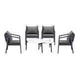 Livsip 6PCS Outdoor Patio Set White 70cm Coffee Table Set Grey Chairs - Side View