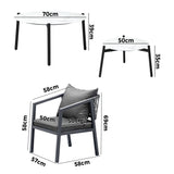 Livsip 6PCS Outdoor Patio Set White 70cm Coffee Table Set Grey Chairs