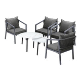 Livsip 6PCS Outdoor Patio Set White 70cm Coffee Table Set Grey Chairs