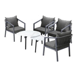 Livsip 6PCS Outdoor Patio Set White 70cm Coffee Table Set Grey Chairs - Close-Up Angle