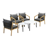 Livsip 6PCS Outdoor Patio Set White 70cm Coffee Table Set Natural Chairs