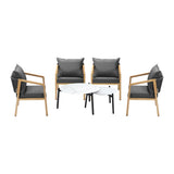 Livsip 6PCS Outdoor Patio Set White 70cm Coffee Table Set Natural Chairs