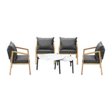 Livsip 6PCS Outdoor Patio Set White 70cm Coffee Table Set Natural Chairs - Side View