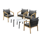 Livsip 6PCS Outdoor Patio Set White 70cm Coffee Table Set Natural Chairs
