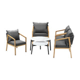 Livsip 6PCS Outdoor Patio Set White 70cm Coffee Table Set Natural Chairs