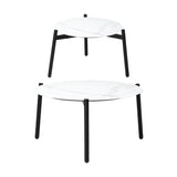 Livsip 6PCS Outdoor Patio Set White 70cm Coffee Table Set Natural Chairs - Rear View