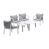 Livsip 6PCS Outdoor Patio Set White 70cm Coffee Table Set White Chairs