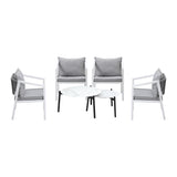 Livsip 6PCS Outdoor Patio Set White 70cm Coffee Table Set White Chairs