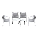 Livsip 6PCS Outdoor Patio Set White 70cm Coffee Table Set White Chairs - Rear View