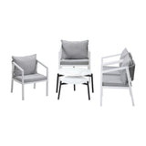 Livsip 6PCS Outdoor Patio Set White 70cm Coffee Table Set White Chairs - 45-Degree Angle
