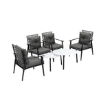 Livsip Outdoor Patio Set 2pc White Marble Table Sets 4pc Rattan Chairs