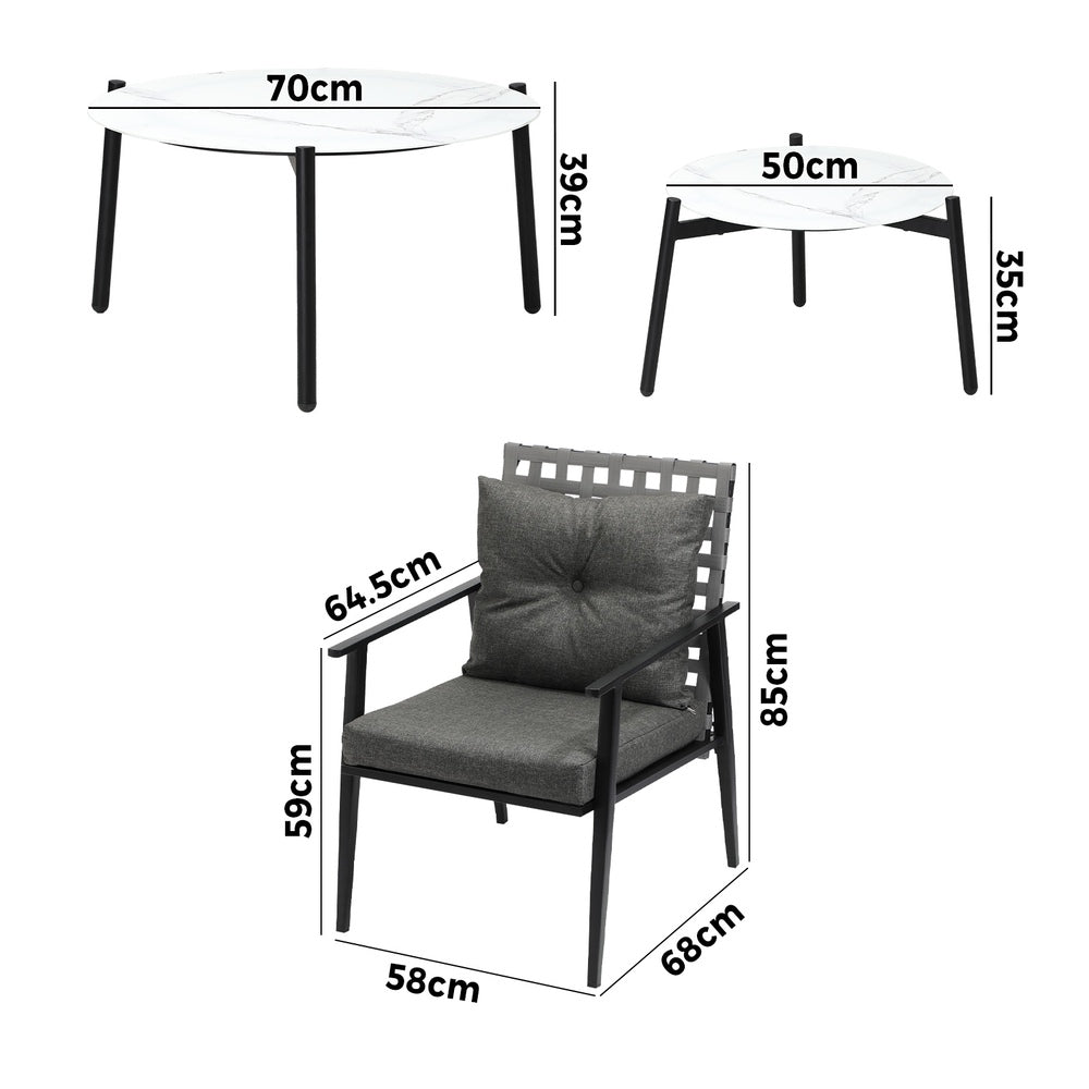 Livsip Outdoor Patio Set 2pc White Marble Table Sets 4pc Rattan Chairs