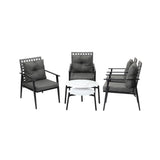 Livsip Outdoor Patio Set 2pc White Marble Table Sets 4pc Rattan Chairs