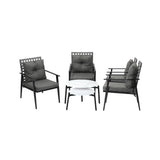 Livsip Outdoor Patio Set 2pc White Marble Table Sets 4pc Rattan Chairs - Low Angle