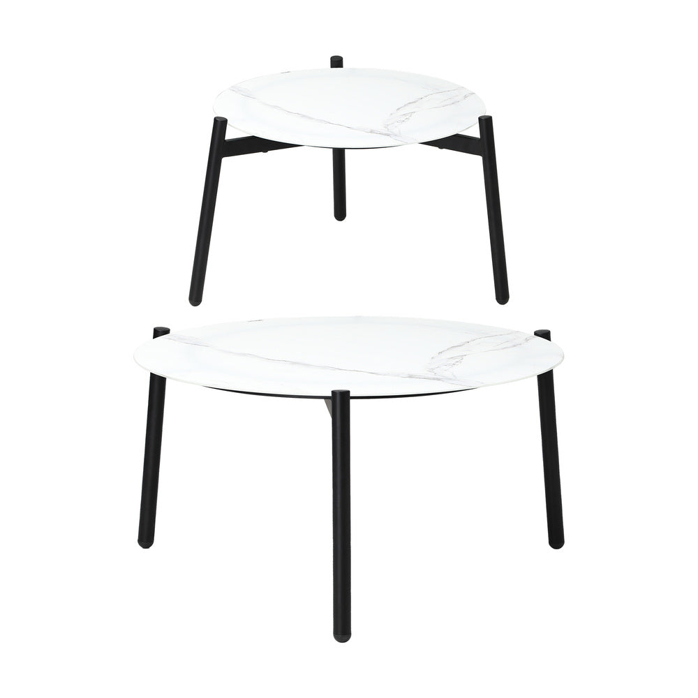 Livsip Outdoor Patio Set 2pc White Marble Table Sets 4pc Rattan Chairs
