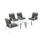 Livsip 6pc Outdoor Lounge Sets White Round Tables 4pc Rattan Chairs