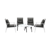 Livsip 6pc Outdoor Lounge Sets White Round Tables 4pc Rattan Chairs