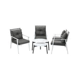 Livsip 6pc Outdoor Lounge Sets White Round Tables 4pc Rattan Chairs