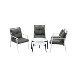 Livsip 6pc Outdoor Lounge Sets White Round Tables 4pc Rattan Chairs - Extra Image