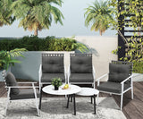 Livsip 6pc Outdoor Lounge Sets White Round Tables 4pc Rattan Chairs - Close-Up Angle