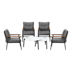 Livsip 6 Piece Outdoor Patio Set White Table Set Black Armchairs