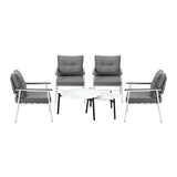Livsip 6 Piece Outdoor Patio Set White Table Set White Armchairs