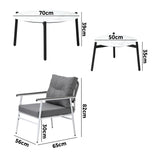 Livsip 6 Piece Outdoor Patio Set White Table Set White Armchairs - Side View