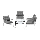 Livsip 6 Piece Outdoor Patio Set White Table Set White Armchairs