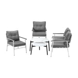 Livsip 6 Piece Outdoor Patio Set White Table Set White Armchairs - 45-Degree Angle