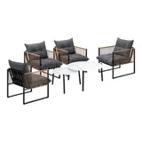 Livsip 6PCS Outdoor Patio Set White Coffee Table Set Rattan Chairs