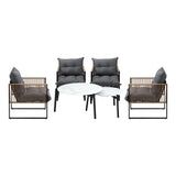 Livsip 6PCS Outdoor Patio Set White Coffee Table Set Rattan Chairs